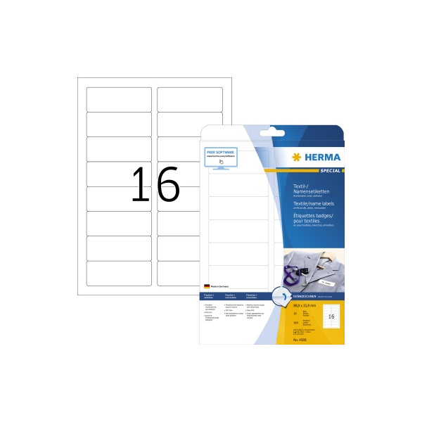 4008705045889 - Namens- und Textiletiketten Herma A4 889 x 338 mm selbstklebend weiß 160 Stück