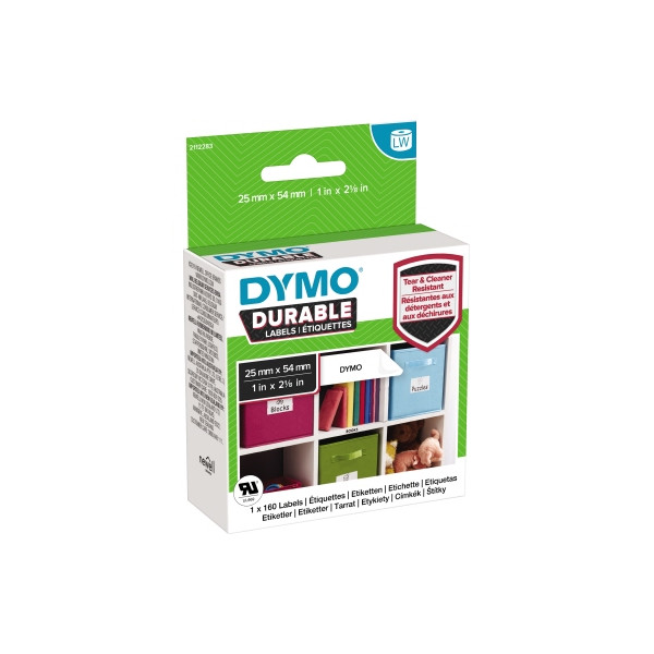 3026981122835 - DYMO Original LabelWriter Hochleistungs-Etiketten | 25 mm x 54 mm | weißes Kunststoff-Etikett | Rolle mit 160 Etiketten | für LabelWriter-Beschriftungsgerät