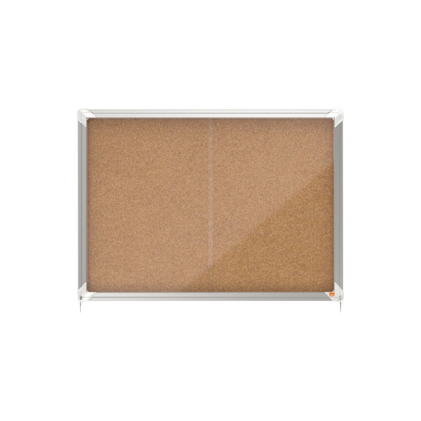 5028252611534 - Schaukasten Premium Plus 1915331 8xA4 silber braun Kork pinnbar 5028252611534 Nobo