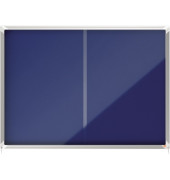 Schaukasten Premium Plus 1915334, 18xA4, silber/blau, Kork, Filz, pinnbar