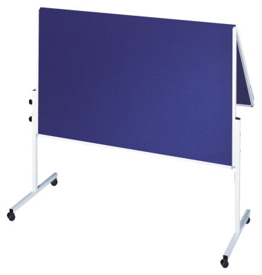 Moderationstafel 4869 blau/Textil/Whiteboard, klappbar, Rollen 120 x 150 cm