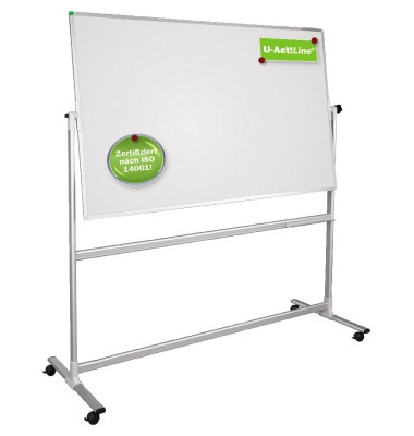 Stativdrehtafel-Whiteboard U-Act! Line, ST902, 150x100 cm, emailliert, Aluminiumrahmen