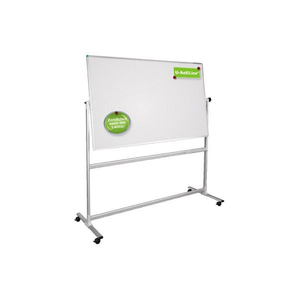 4016946223546 - Mobiles Whiteboard U-Act! Line® Querformat 2-seitig nutzbar Stahl weiß emailliert & Aluminium magnethaftend Ablageleiste B 1700 x H 1930 mm