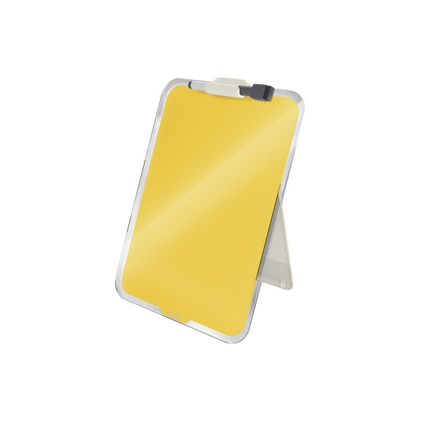 4002432124879 - - Glasboard Cosy 385 x 305 x 04 cm (b x h x t) Tafel nicht magnethaftend inkl 1 Stiftehalter 1 Marker mit Wischer Sicherheitsglas gelb