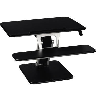 Sitz-Steh-Schreibtischaufsatz 95823, für 1 Monitor, 80cm breit, höhenverstellbar, teilmontiert, schwarz