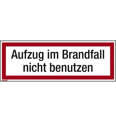 Hinweisschild Aufzug im Brandfall 297x105mm Folie