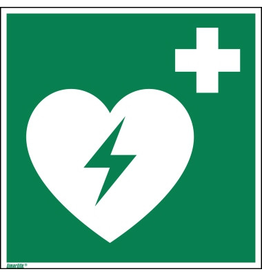 Hinweisschild Defibrilator Fahne E010 200x200mm PVC