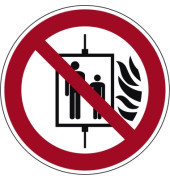 Hinweisschild Aufzug im Brandfall nicht benutzen ISO 7010 rund 200mm