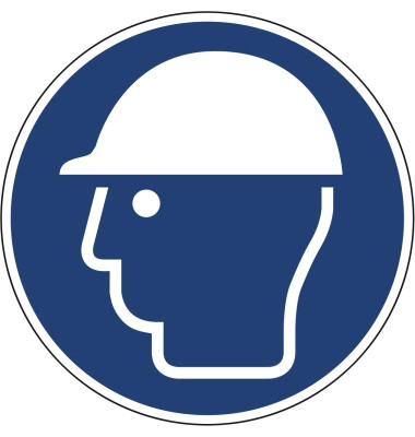 Hinweisschild Kopfschutz benutzen ISO 7010/M014 rund 200mm PVC