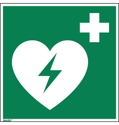 Hinweisschild Defibrilator ISO 7010 200x200mm PVC
