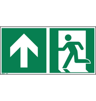 Hinweisschild Notausgang geradeaus ISO 7010 300x150mm PVC