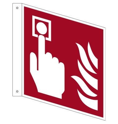 Hinweisschild Brandmelder Fahne ISO 7010 F005 200x200mm PVC