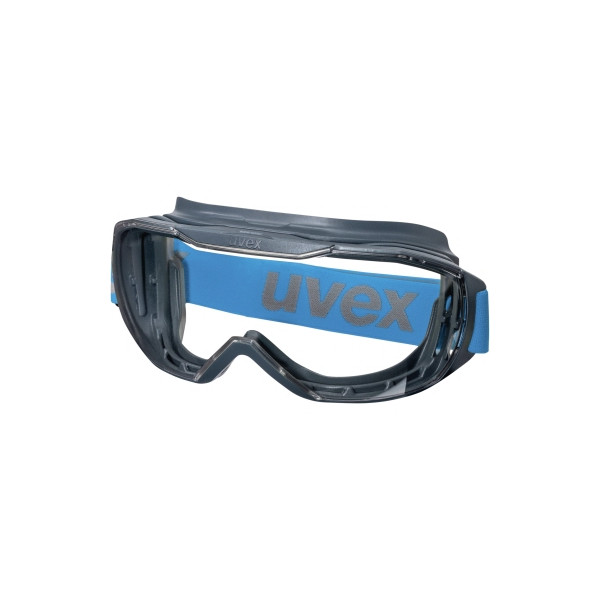 4031101790794 - Megasonic Schutzbrille - Beschlagfreie Kratzfeste und Chemikalienbeständige Vollsichtbrille - Grau Blau