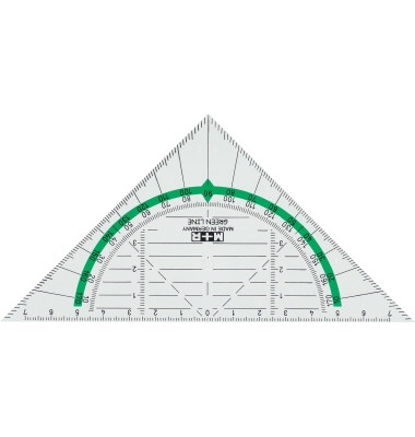 Kunststoff-Geodreieck Green Line 723170810 glasklar 16cm
