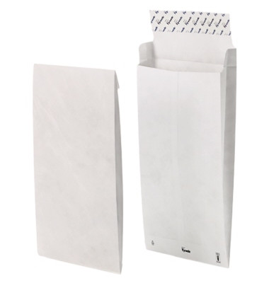 Faltentaschen Tyvek Pocket 00011842, B4a, ohne Fenster, 38mm-Falte, haftklebend, 55g, weiß