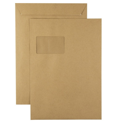 Versandtaschen 327027500, C4, mit Fenster, haftklebend, 120g, braun