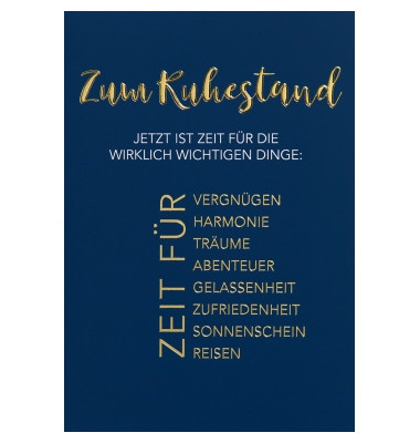weitere Grußkarten Lifestyle 741-0044 240g Ruhestand mehrfarbig Karton weitere Grußkarten Lifestyle 741-0044 240g Ruhestand mehrfarbig Karton