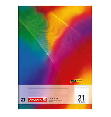 Schulheft 10-4492102, Lineatur 21 / liniert, A4, 80g, regenbogen, 16 Blatt / 32 Seiten