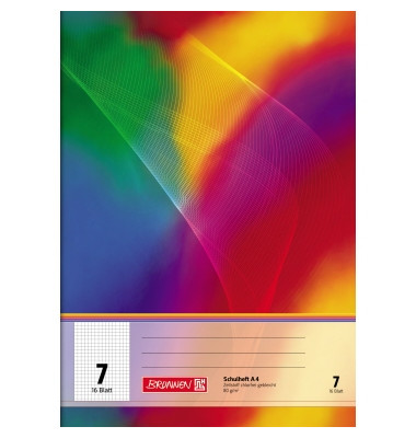 Schulheft 10-4490702, Lineatur 7 / kariert, A4, 80g, regenbogen, 16 Blatt / 32 Seiten