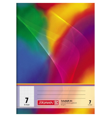 Schulheft 10-4590702, Lineatur 7 / kariert / keine, A5, 80g, regenbogen, 16 Blatt / 32 Seiten