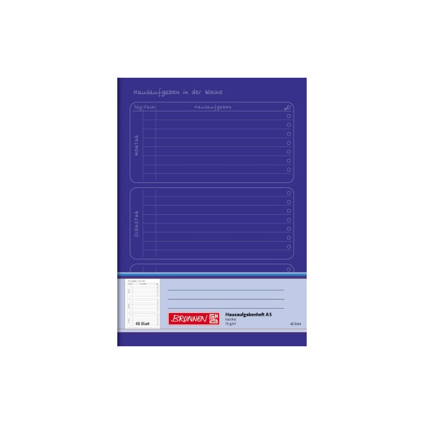 4003273122413 - Hausaufgabenhefte A4 10-46814 Hausaufgaben   liniert A5 70g blau 48 Blatt   96 Seiten 4003273122413 48 Blatt