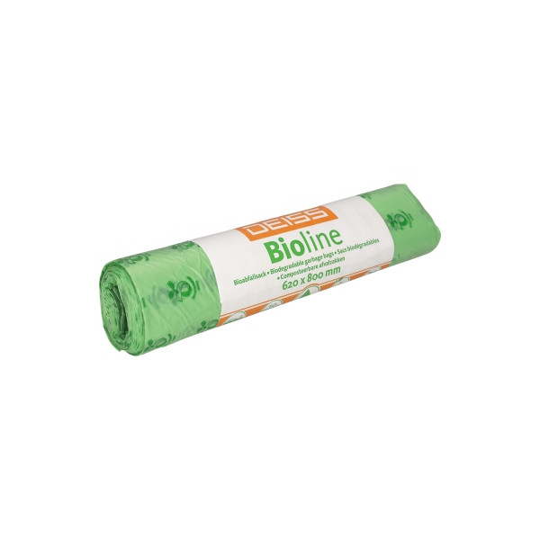 4001553712774 - DEISS BIOLINE Bioabfallsäcke 60 Liter ecovio® Biokunststoff Müllbeutel feuchtigkeitsdichte abbaubarer Folie (BxLxS) 700 x 1100 x 002 mm 1 Rolle = 10 Säcke