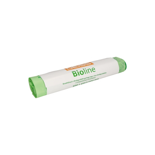 4001553712767 - DEISS BIOLINE Bioabfallsäcke 160 Liter ecovio® Biokunststoff Müllsäcke aus nachwachsenden Rohstoffen Maße (B+B x L) 500+450 x 1250 mm 1 Rolle = 3 Säcke