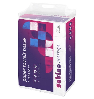 Falthandt&uuml;cher Satino Prestige 276620, 20,6x24cm, 2-lagig, Z-Falz, hochwei&szlig;, Tissue