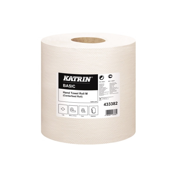 5902467433382 - Rollenhandtücher Centerfeed M 300 433382 Innenabrollung Außenabrollung 1-lagig naturweiß Recyclingpapier 5902467433382 Katr 6 Stück