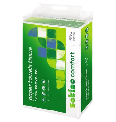 Falthandt&uuml;cher Satino Comfort 275300, 24x24cm, 2-lagig, Z-Falz, hochwei&szlig;, Tissue