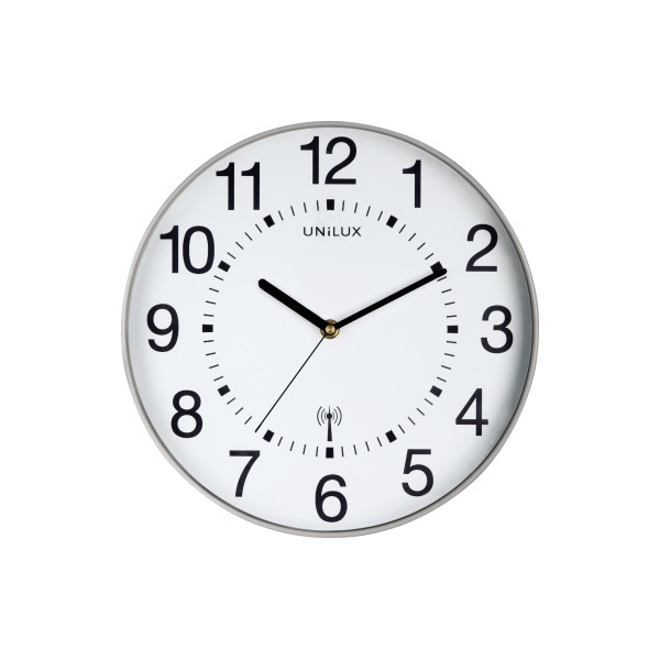 3595560024445 -  Funkwanduhr Wave 400094562 grau 30cm rund analog 3595560024445 Unilux