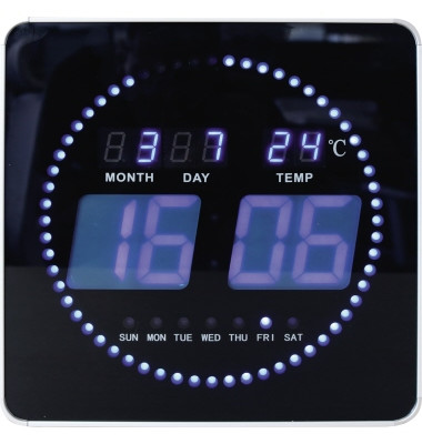  Funkwanduhr Flo 400124566, schwarz, viereckig, digital