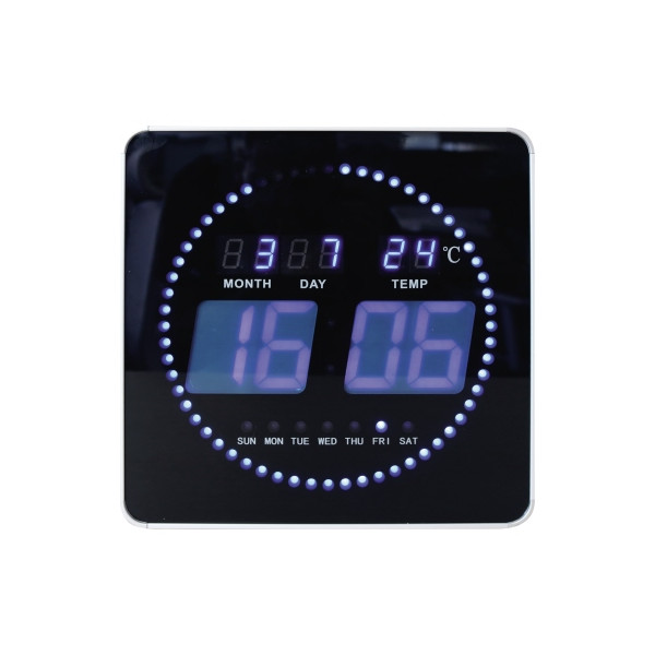 3595560029648 -  Funkwanduhr Flo 400124566 schwarz viereckig digital 3595560029648 Unilux