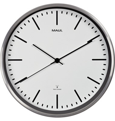  Funkwanduhr MAULfly 9063402, silber, 30,5cm, rund, analog