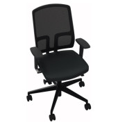 B&uuml;rodrehstuhl NetGo, schwarz / schwarz, mit Armlehnen, bis 125kg, ohne Kopfst&uuml;tze