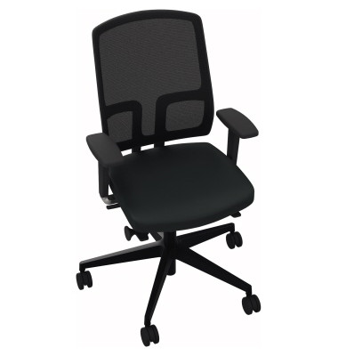 B&uuml;rodrehstuhl NetGo, schwarz / schwarz, mit Armlehnen, bis 125kg, ohne Kopfst&uuml;tze