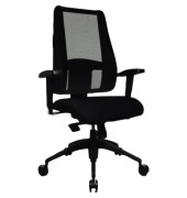 B&uuml;rodrehstuhl Lady Sitness Deluxe, schwarz / schwarz, mit Armlehnen, bis 110kg, ohne Kopfst&uuml;tze