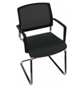 Konferenzstuhl chrom Armlehne Sitz Xtreme sw Rücken Netz sw