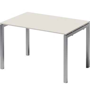 Schreibtisch Cito, rechteckig, weiß / silber