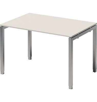 Schreibtisch Cito, höhenverstellbar, 65-85cm (H), 120x80cm (BxT), rechteckig, weiß / silber
