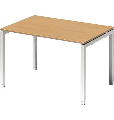 Schreibtisch Cito, höhenverstellbar, 65-85cm (H), 120x80cm (BxT), rechteckig, buche / weiß