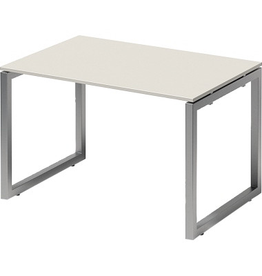 Schreibtisch Cito, rechteckig, weiß / silber