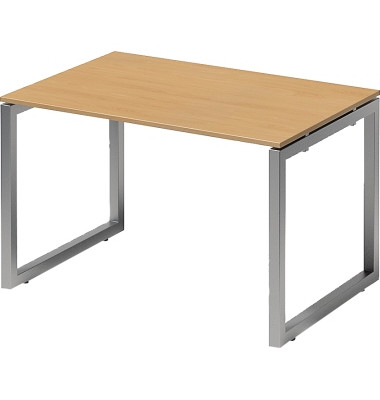 Schreibtisch Cito, 74cm (H), 120x80cm (BxT), rechteckig, buche / silber