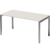 Schreibtisch Cito, höhenverstellbar, 65-85cm (H), 160x80cm (BxT), rechteckig, weiß / silber