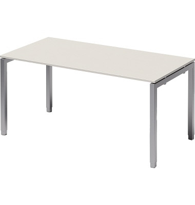 Schreibtisch Cito, h&ouml;henverstellbar, 65-85cm (H), 160x80cm (BxT), rechteckig, wei&szlig; / silber
