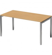 Schreibtisch Cito, höhenverstellbar, 65-85cm (H), 160x80cm (BxT), rechteckig, buche / silber
