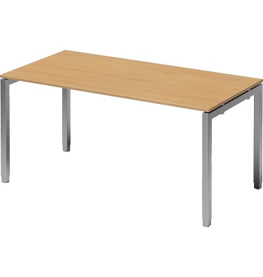 Schreibtisch Cito, höhenverstellbar, 65-85cm (H), 160x80cm (BxT), rechteckig, buche / silber