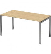 Schreibtisch Cito, höhenverstellbar, 65-85cm (H), 160x80cm (BxT), rechteckig, ahorn / silber