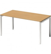 Schreibtisch Cito, höhenverstellbar, 65-85cm (H), 160x80cm (BxT), rechteckig, buche / weiß