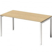 Schreibtisch Cito, höhenverstellbar, 65-85cm (H), 160x80cm (BxT), rechteckig, ahorn / weiß